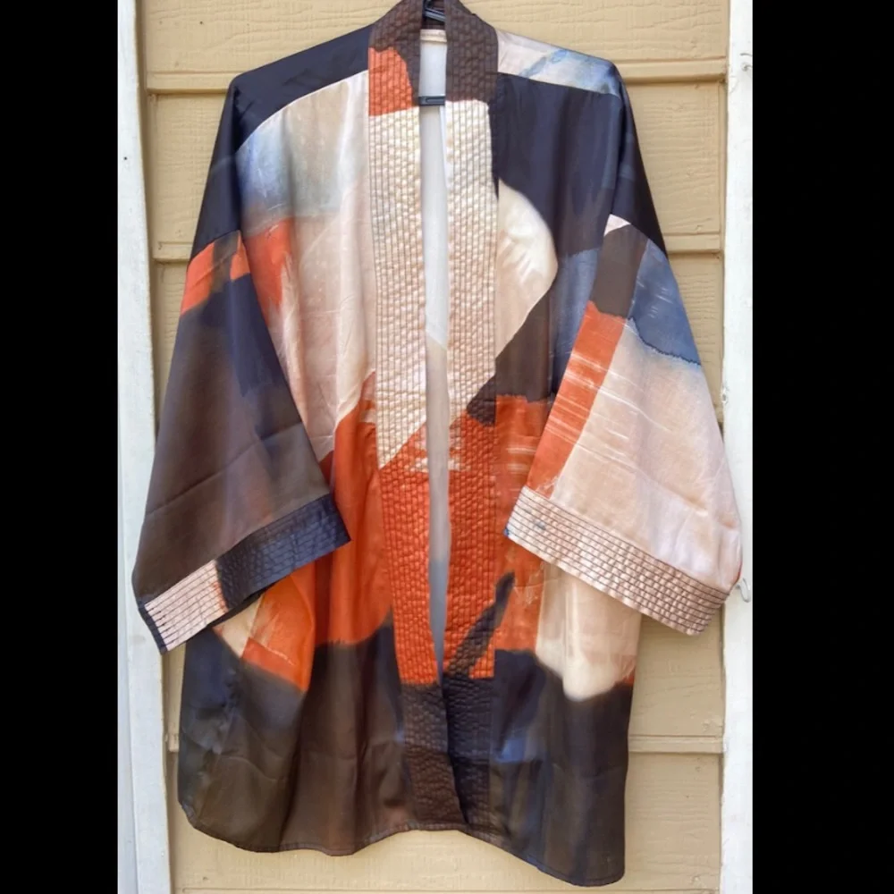 NWT Soft Surroundings Ainsley Abstract Kimono, Copper-S/M - Picture 7 of 8